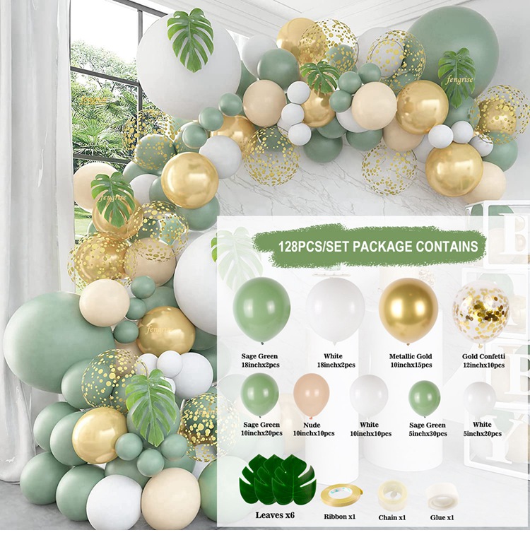 Green Balloon Garland Arch Kit Jungle Safari Party Baloon Birthday Party Decor Kids Baby Shower Wild One Wedding Latex Ballons: Laser