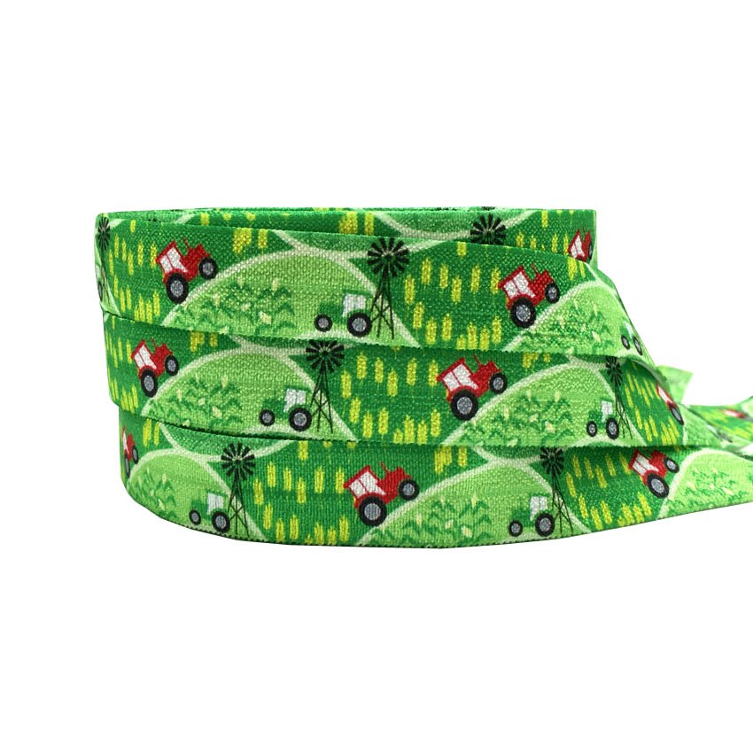 10Yards 16Mm Camper Farm Cactus Gedrukt Vouw Over Elastische Band Diy Haar Tie Band Kleding Accessoires Hoofddeksels Elastische band: P1021