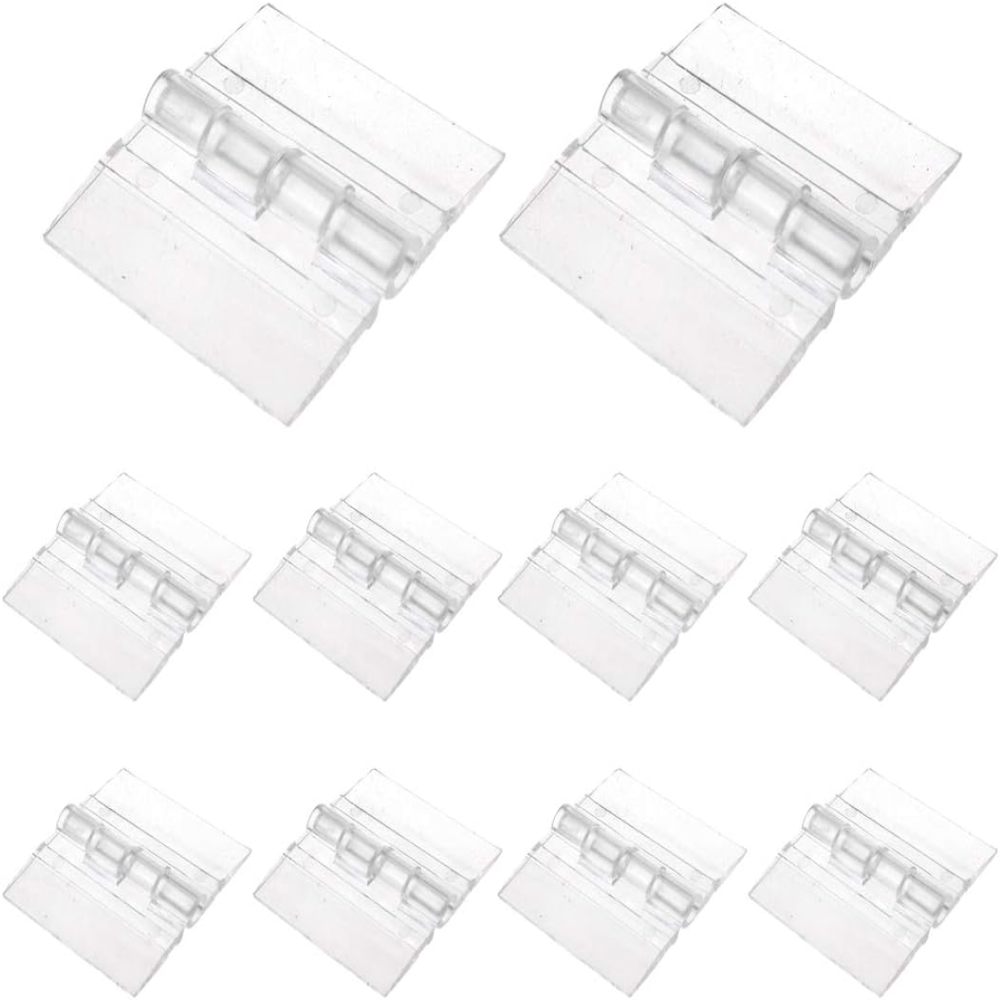 10 bisagras acrílicas transparentes de plástico, mini herrajes transparentes para manualidades en cajas (25 × 35 mm/1 x 1,37 pulgadas): Blanco