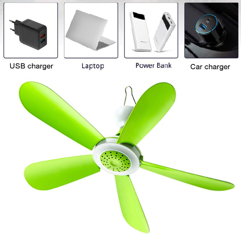 5W Remote Control Timing USB Ceiling Fan Air Cooler USB Fans for Bed Camping Outdoor Hanging Camper Tents Hanger Fan U1JE