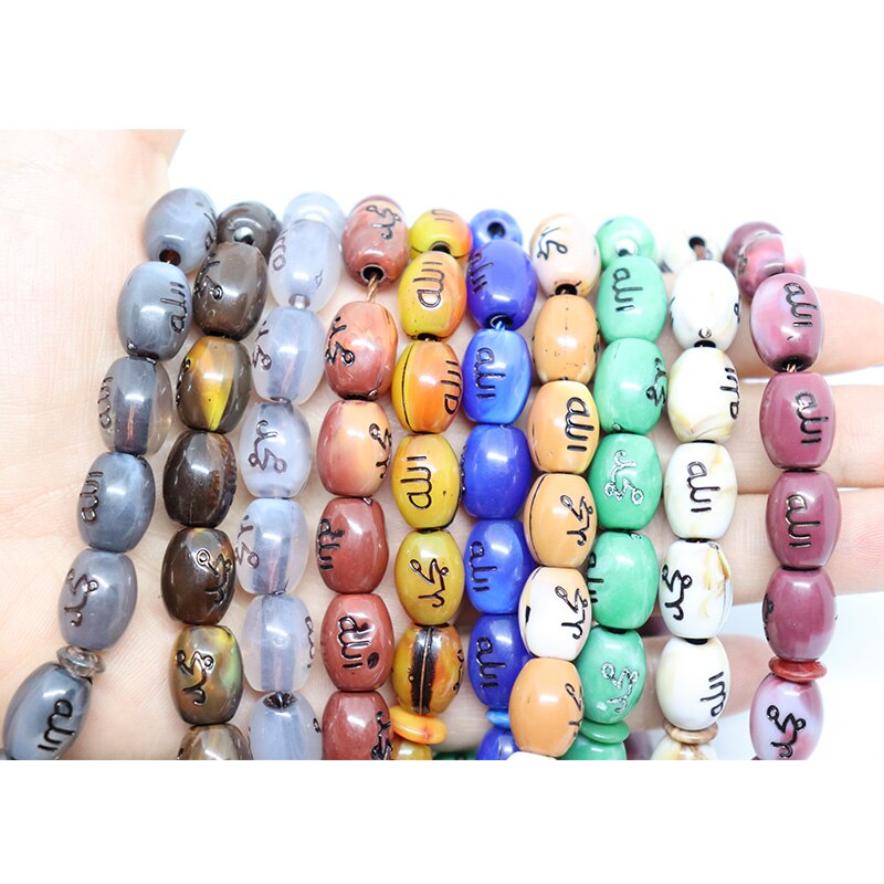 10x13 plástico cilíndrico pendurado grânulo tipo pingente oriente médio islam muçulmano tasby allah muhammad rosário cor do cabelo