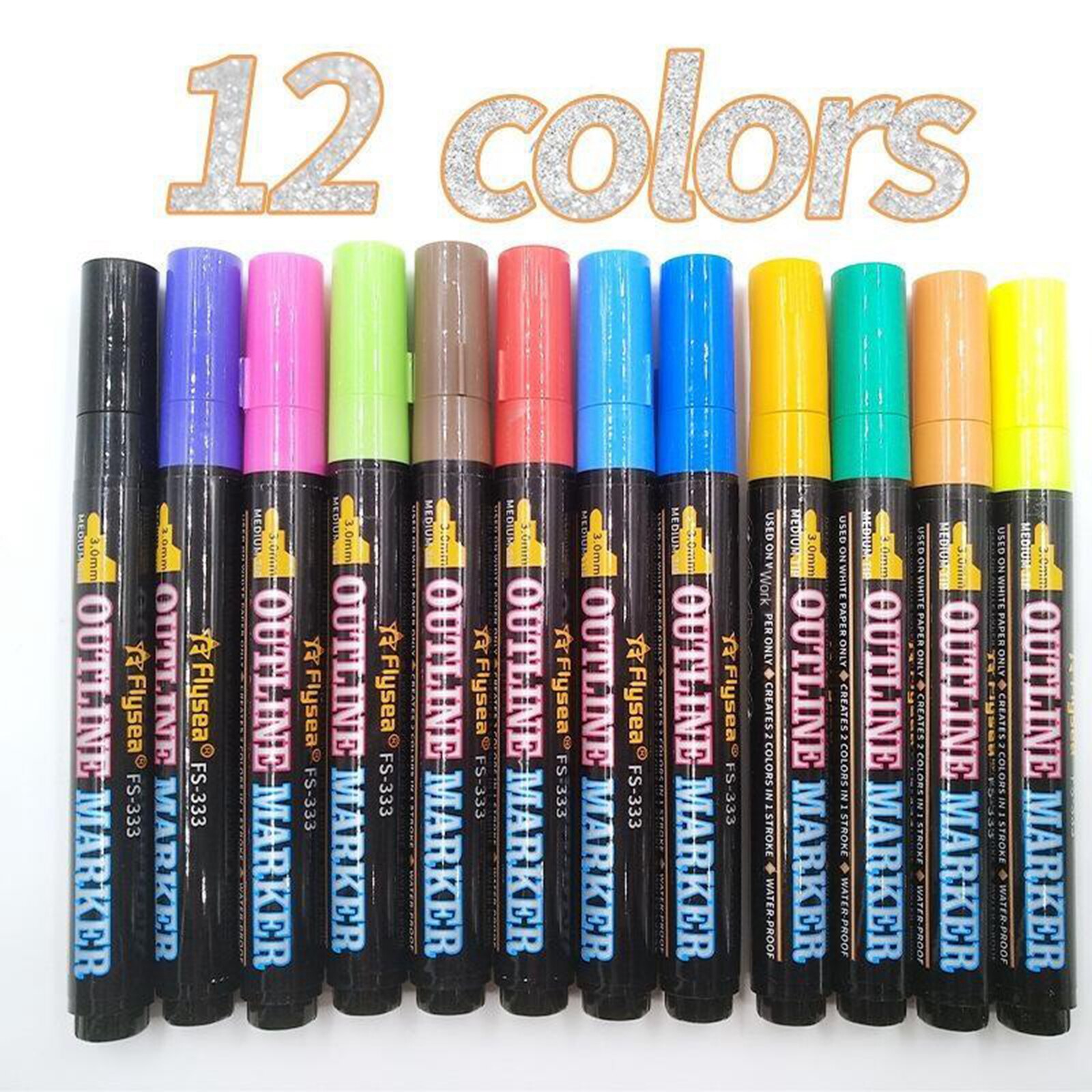 12pcs Acrylic Paint Pens Sets Fine Art Marker Metal Glass Rock Waterproof