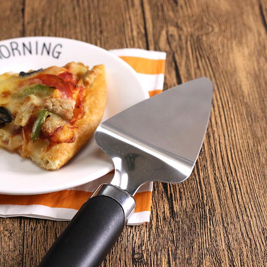 Trägrepp rostfritt stål tårta pizza spade tandad kantskärare paj pizza server tårtskärare server cutter spatel