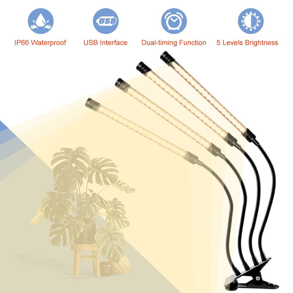 USB Plant Grow Light Full Spectrum Grow Lamp Led Phyto Lamp 4 Heads Phytolamp For Plants Seedlings Flower Home Tent Led Lights