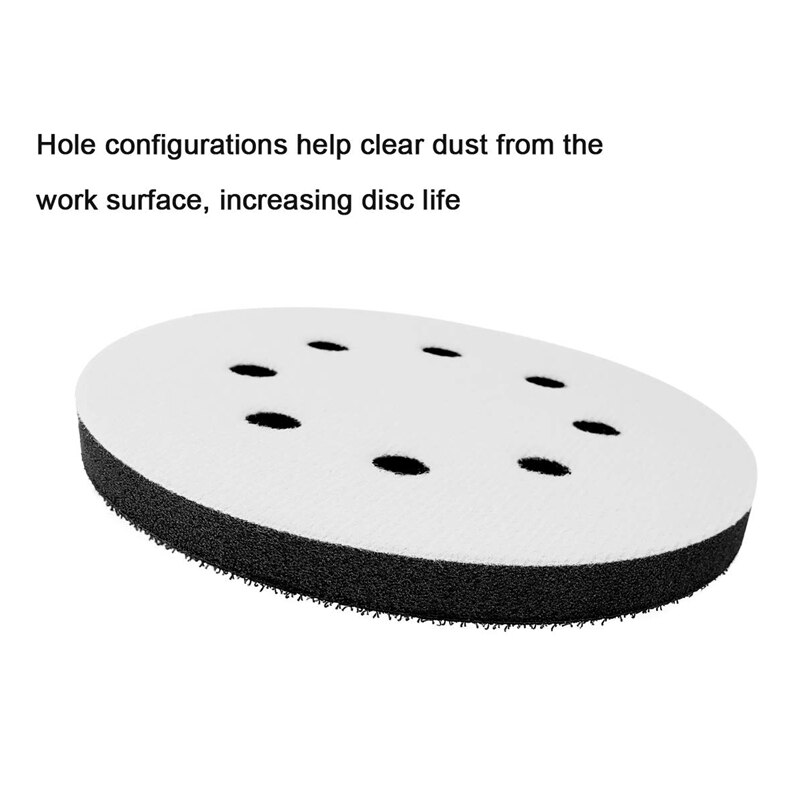 Almohadilla de interfaz de esponja suave de 8 agujeros para lijado, discos de lijado de gancho y bucle para superficie irregular de Polishin, 5 pulgadas (125Mm), 2 uds.