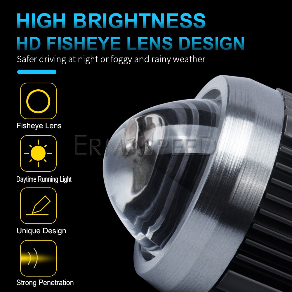 Motorfiets Koplamp Led BA20D H4 Lampen High Beam Wit/Dimlicht Amber Light Moto Led Motor Koplamp 30W 3000LM Hoge Heldere