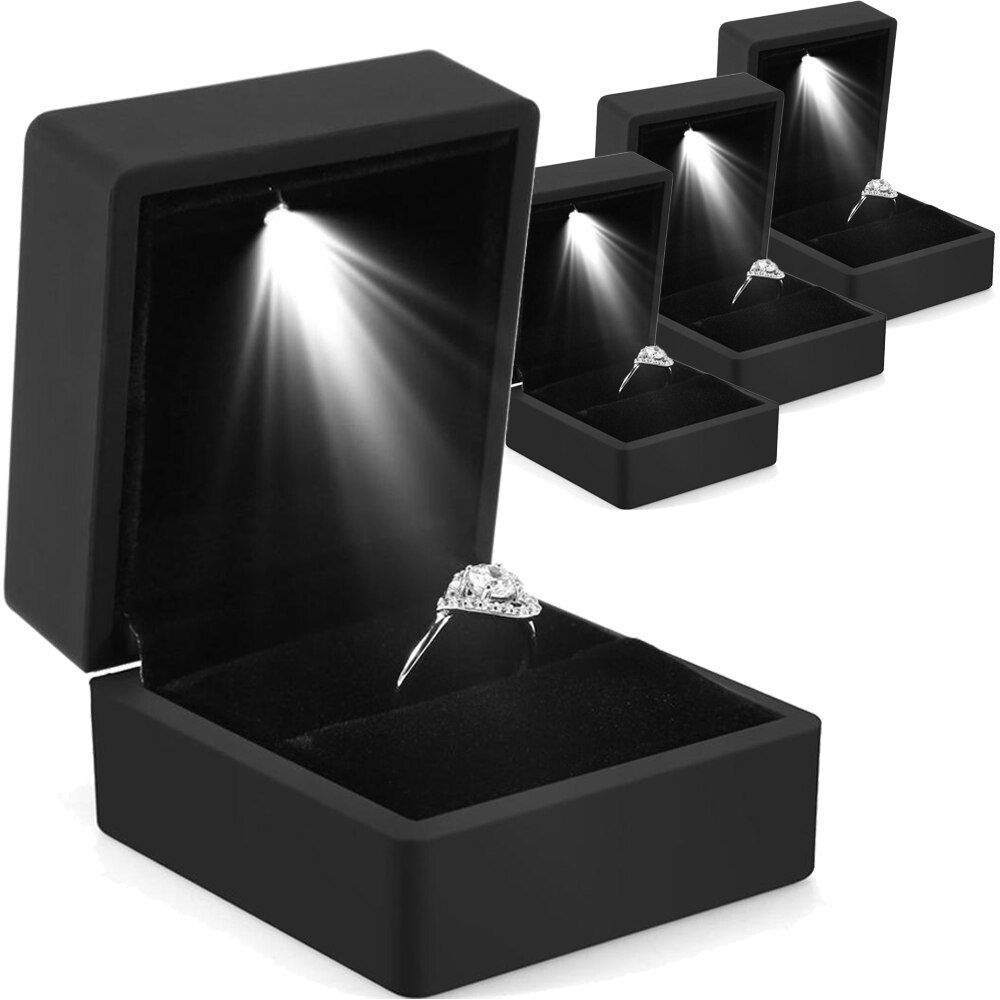 LED Jewelry Box for Ring Necklace Engagement Ring Display Case Packaging Showcase Boxes with Light Storage Cases