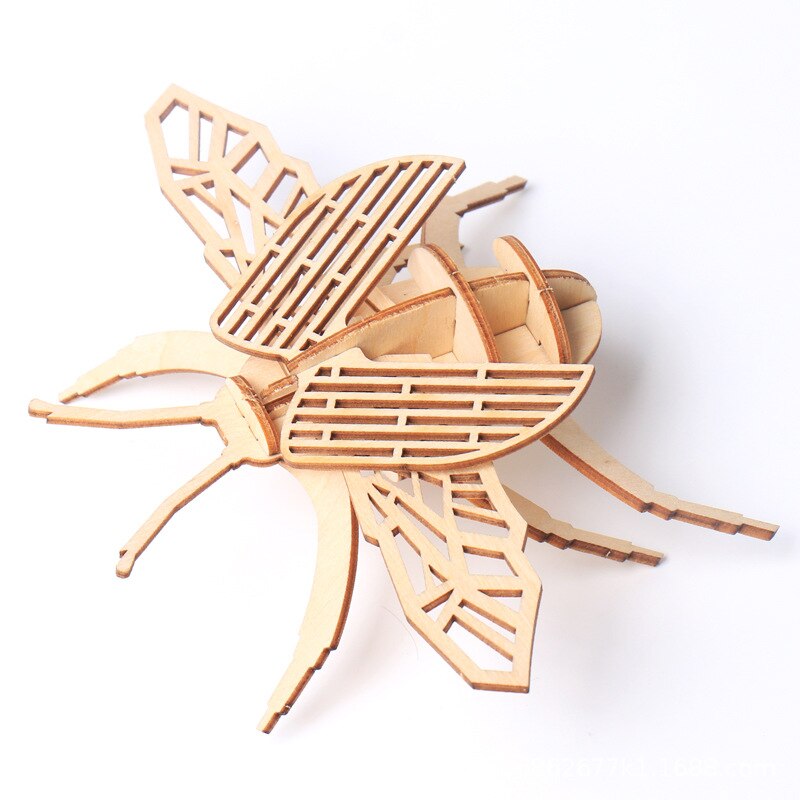 Kids Diy 3D Houten Puzzel Ambachtelijke Speelgoed Jigsaw Insect Dier Handgemaakte Montage Geschilderd Speelgoed Educatief Speelgoed Cadeau Voor Kinderen: Beetle