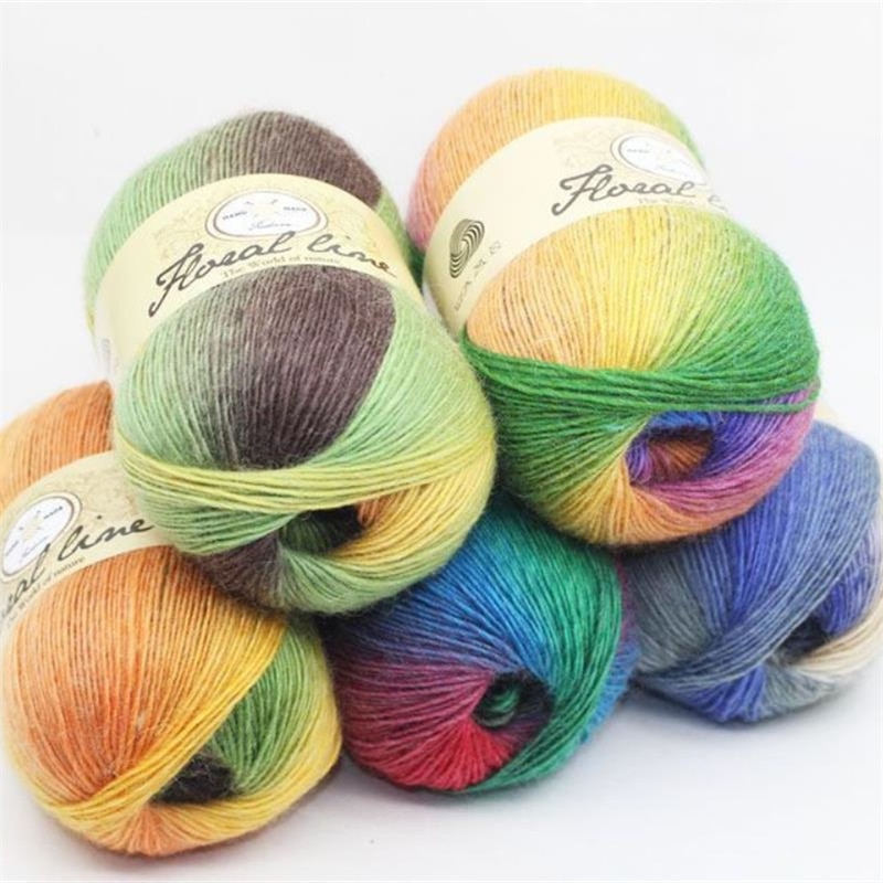 1pc 100g sektion farvet uld regnbue garn hånd strik hæklet tykt garn gør det selv håndværk varmt tørklæde sweater pude 360m