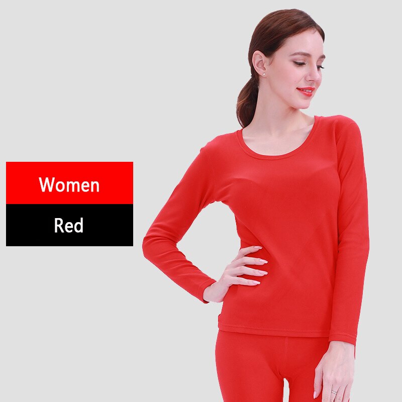 Perfering 2 Piece Plus Size M-2XL Thermal Underwear Women Winter Clothes Warm Suit Long Johns: Men Dark Red / M