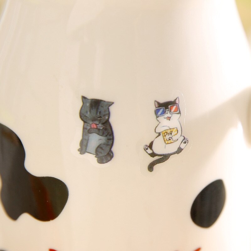 6 ark / sæt gennemsigtige pvc klistermærker søde sorte og hvide kat piger fotoalbum dekoration klistermærke børn diy legetøj