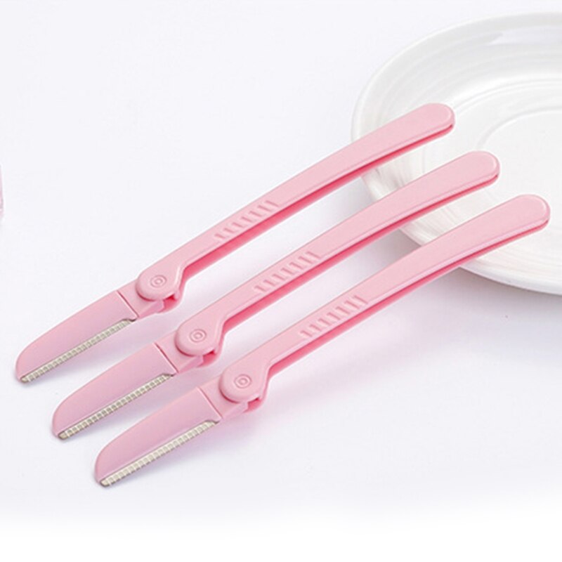 3 unids/set de rasuradora de cejas Facial Rosa plegable de acero inoxidable para cejas, removedor de vello, afeitadora, Kit de herramientas acicalado maquillaje