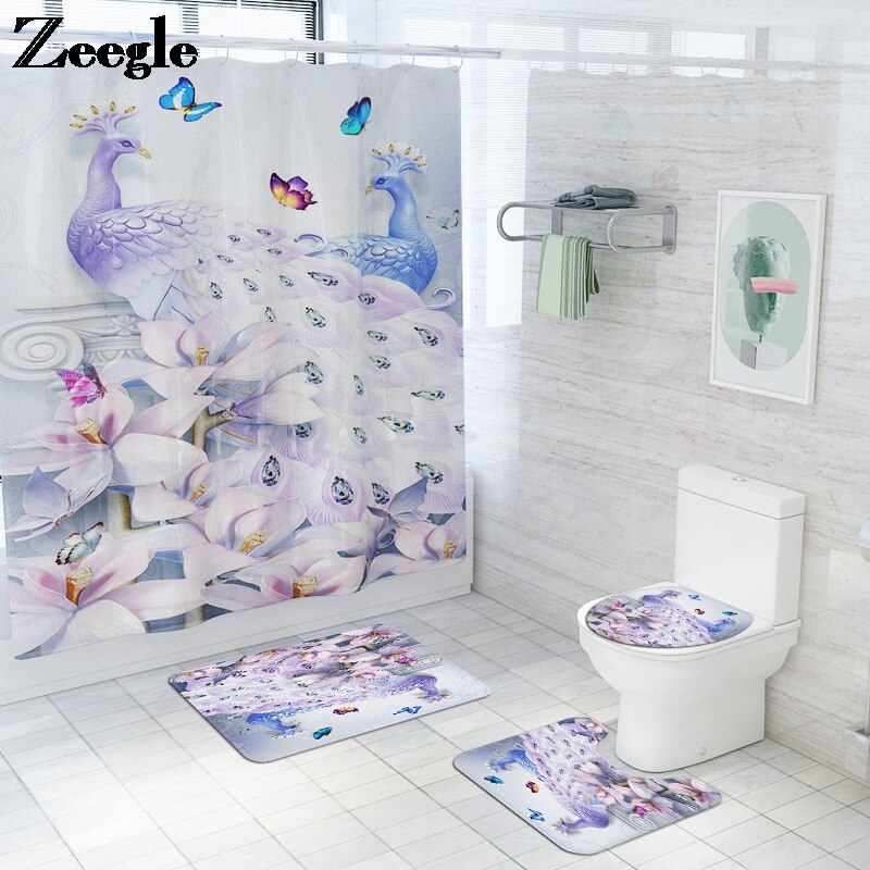 Print Bloemen Douche Mat Badkamer Tapijt Anti Slip Tapijt Pad Absorberende Badmatten Set Microfiber Mat Voor Badkamer