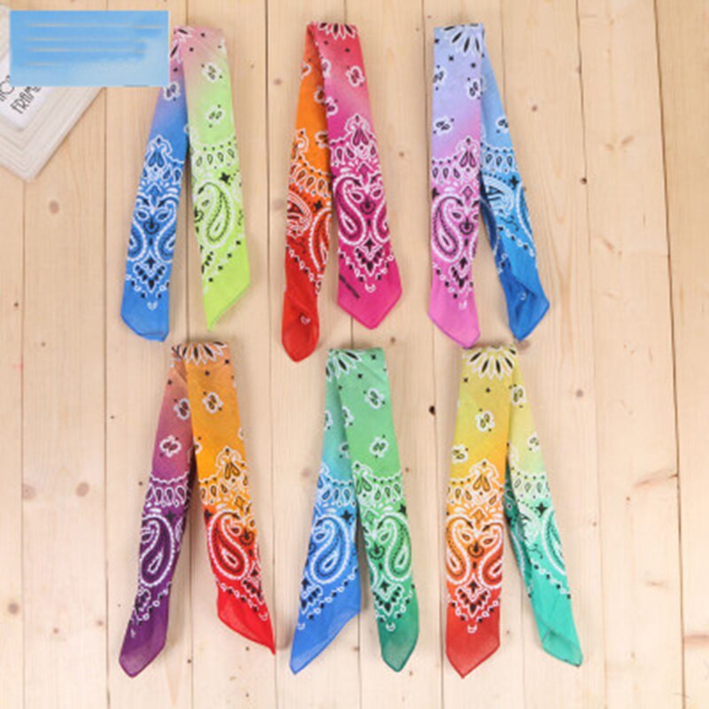 55 x 55cm fazzoletti colorati sfumati in cotone, foulard da donna quadrati, foulard cravatta-tintura con motivo paisley, fazzoletti da collo da donna 1pc