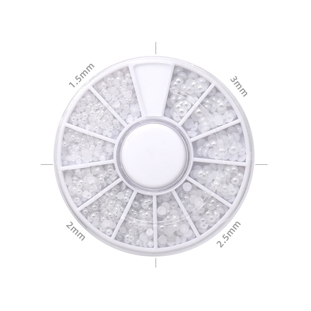 HNUIX-Cuentas 3d de diamantes de imitación para decoración de uñas, adornos para manicura de salón de belleza, color blanco, mezcla de tamaños