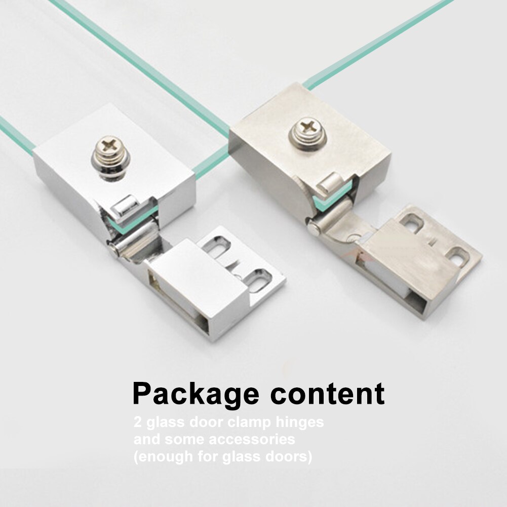 1 pair Self-closing Glass Door Hinge No Drilling Frameless Clamp Side Mounted Zinc Alloy Hardware Furniture Accessories