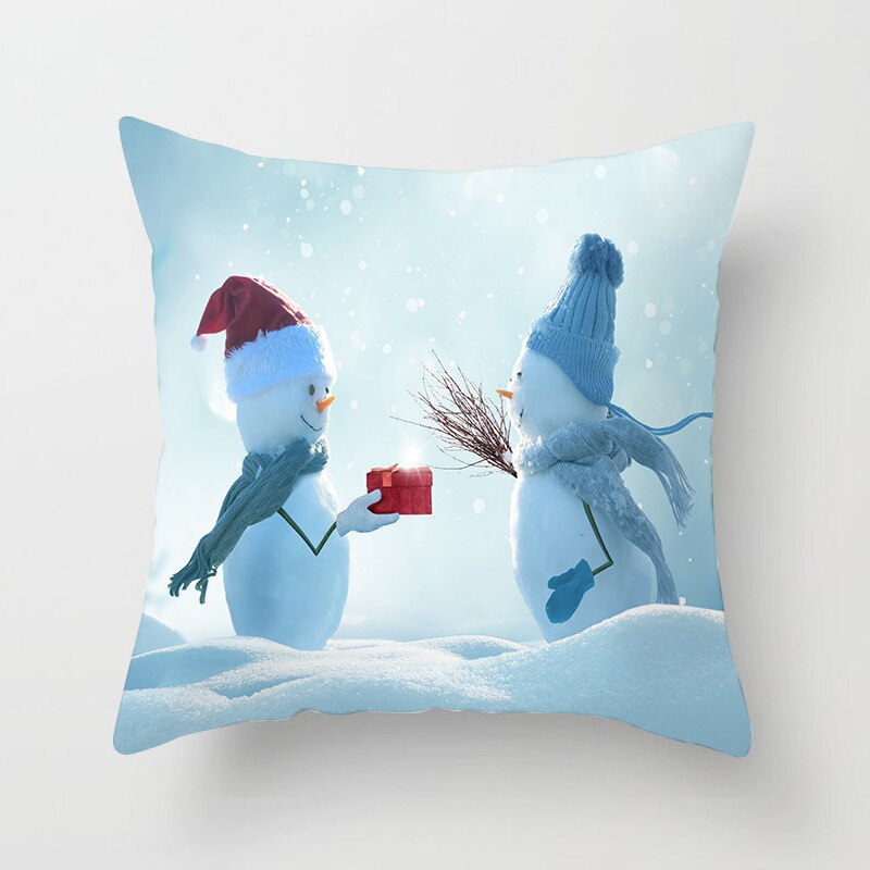 Housse De Coussin Pottery Barn 46x46cm – Scène De Bonhomme De Neige – Broderie Crewel