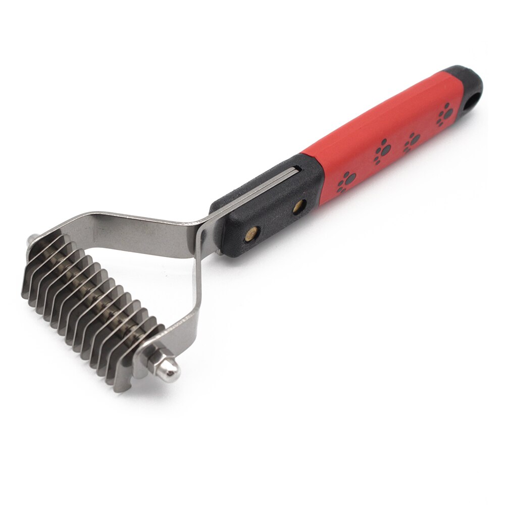 Pet Fur Knot Cutter Remove Rake Grooming Shedding Brush Comb Rake Dog Cat Fur Shedding Blade Trimmer Grooming Rake Dematting