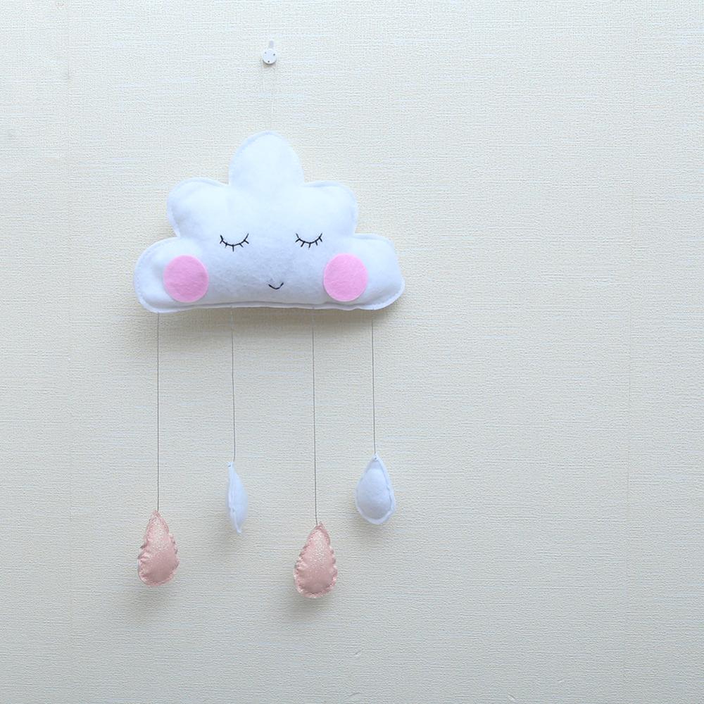 INS Baby Room Decor Toys Newborn Clouds Hanging Ornaments Bed Bell Baby Bedroom Decoration Water Droplets Photography Props: Pink