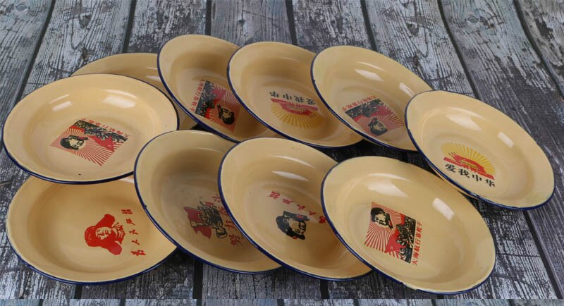 Nostalgie geschirr, emaillierten gerichte, Chinesischen stil. Spezifikation: 14-20 cm, 10/einstellen: Gelb 14cm