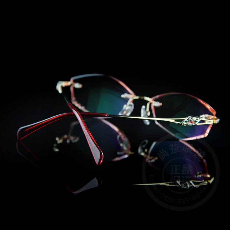 Leesbrillen voor dames met strass, leesbrillen voor computergebruik, randloos montuur, gouden presbyopische optische bril 004