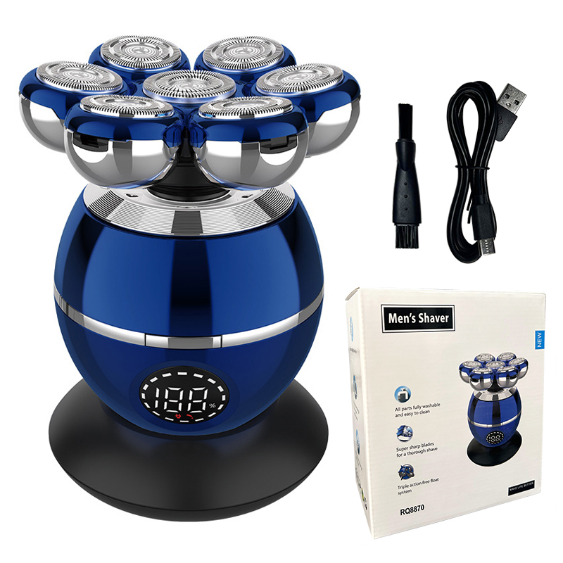 Electric Shaver 7D Floating Cutter Head Base Charging Portable Men Beard Trimmer Clipper Rechargeable Bald Head Electric Razor: Red