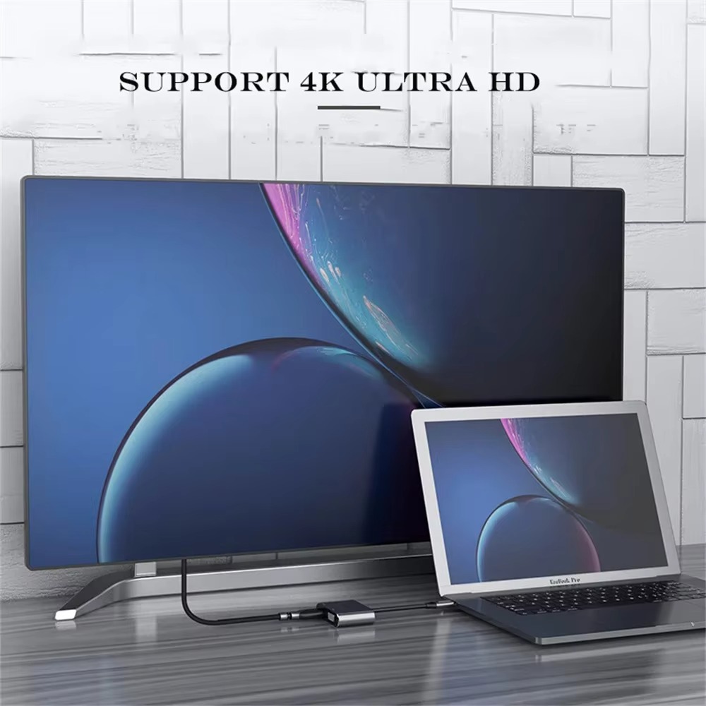 USB C To HDMI-Compatible VGA Adapter Type-C Digital AV Multiport Adapter Thunderbolt 3 Converter To 4K 1080P for MacBook