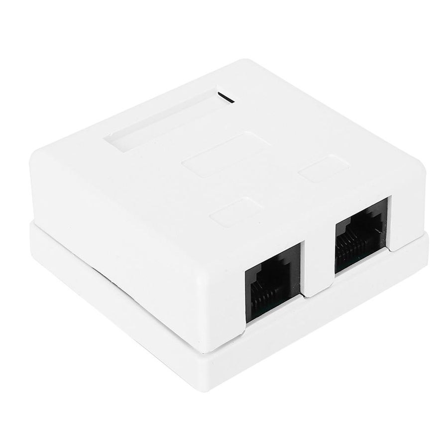 Networking Wall Plates RJ45+RJ11 Wall Connector Junction Adapter 2-Port Desktop Extension Cable Mount Box