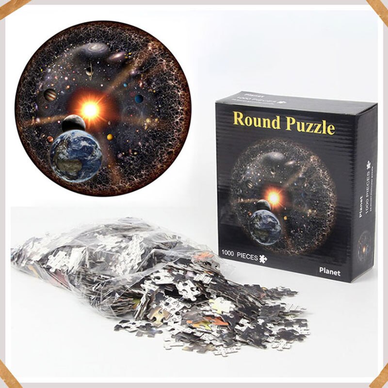 Space Puzzle 1000 Pieces 3D Puzzles for Kids Jigsaw Puzzle 1000 Toy Montessori Toys Planet Round Rainbow Planet: version6