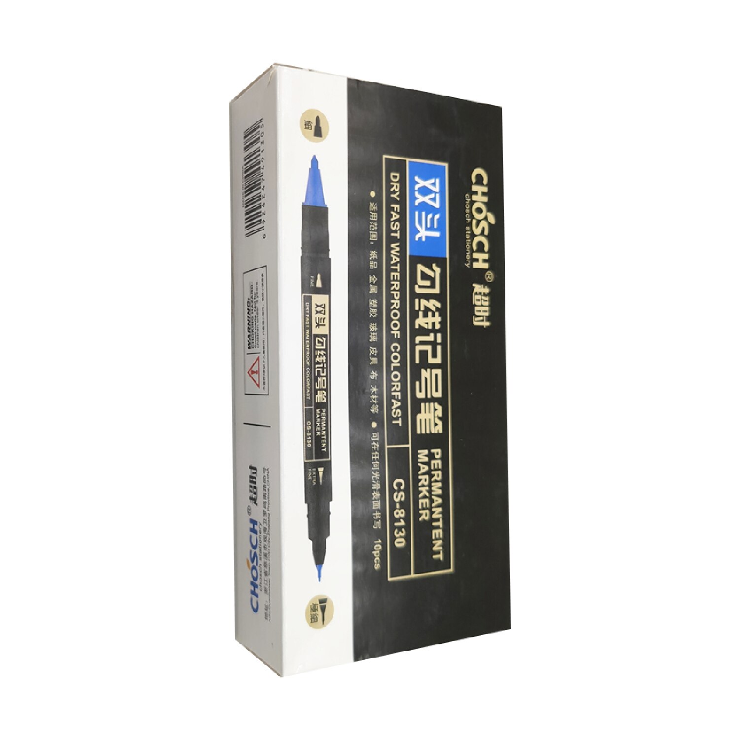 Chosch Twin Tip Permanente Marker Pen Verf Marker Pennen Fijne Punt Waterdichte Inkt Blauw Rode Inkt Voor Tekening Student levert: 10PCS Blue