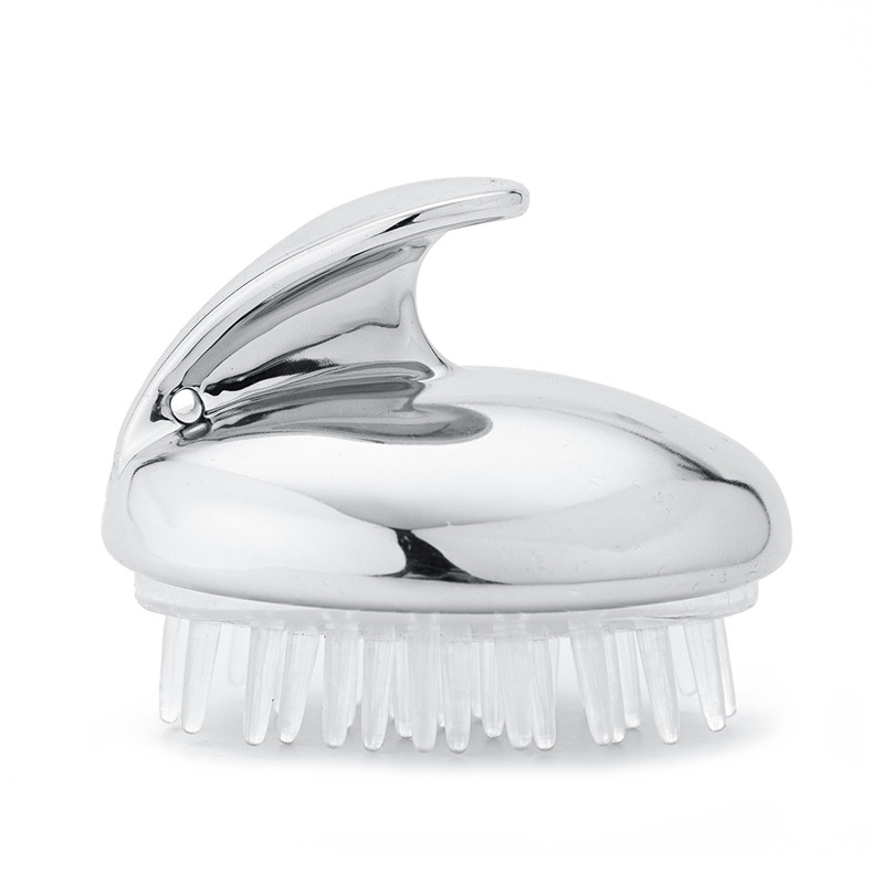 Plastic Siliconen Haar Borstel Massage Kam Handheld Douche Bad Borstel Hoofd Meridiaan Massage Haar Styling Tool Massager: Silver