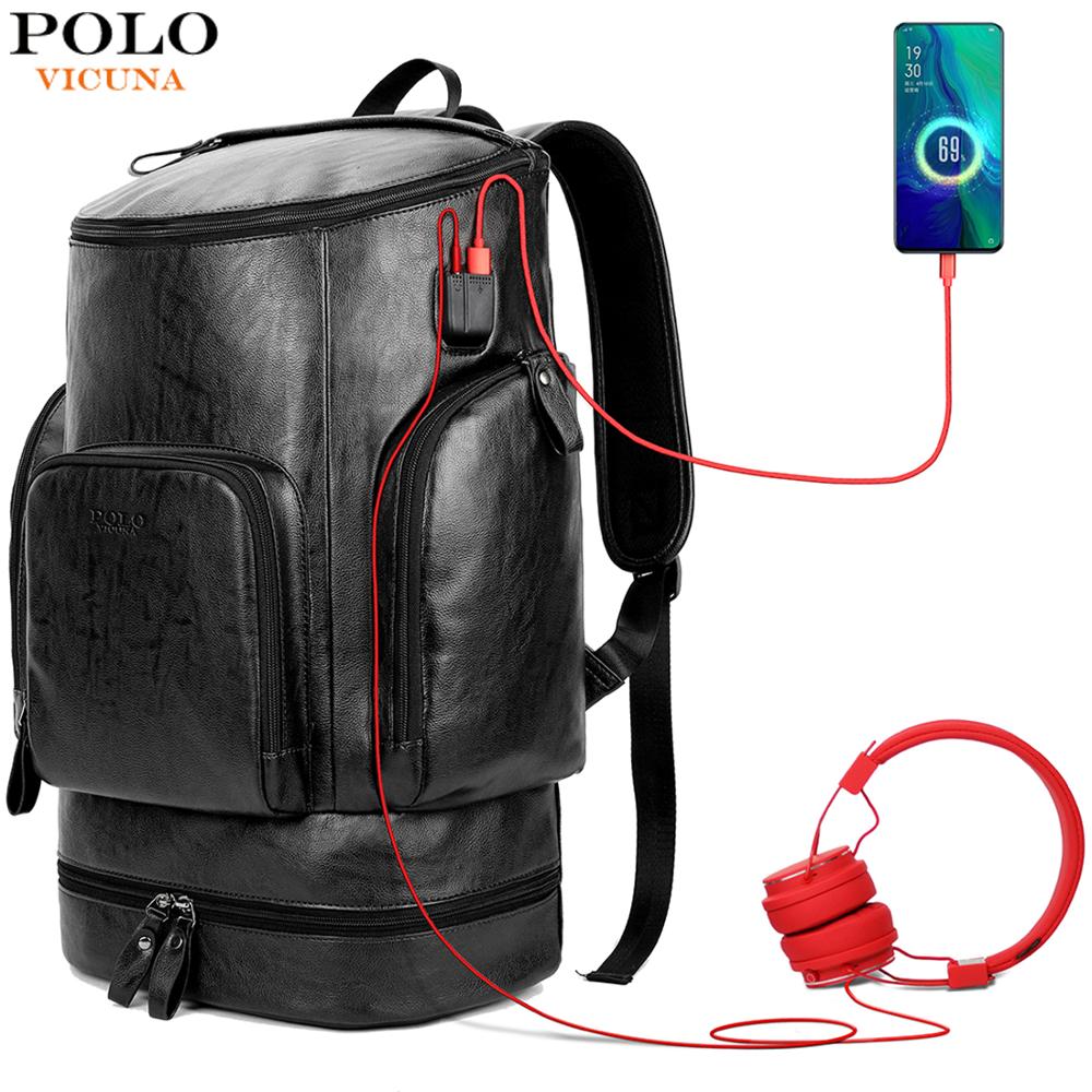 VICUNA POLO cuir nouveauté multifonctionnel ordinateurs portables d'entreprise sac à dos avec trou de casque USB charge voyage hommes sac à dos