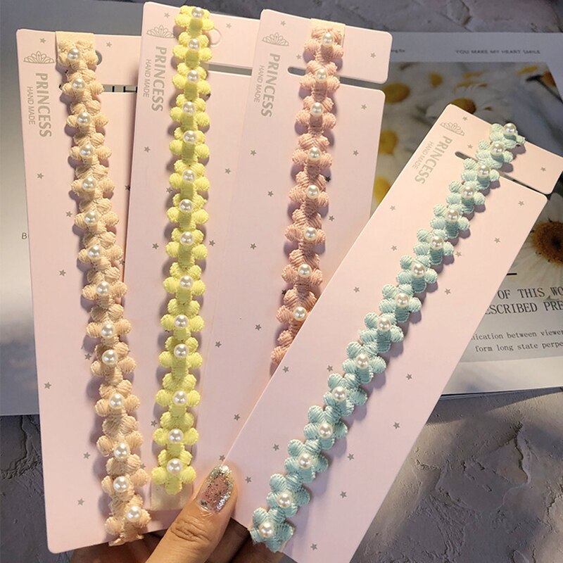 Fascia per fiori per bambini puntelli per foto per neonati fasce per perle per ragazze accessori per capelli in pizzo per neonati principessa fasciatura per bambini senza tracce