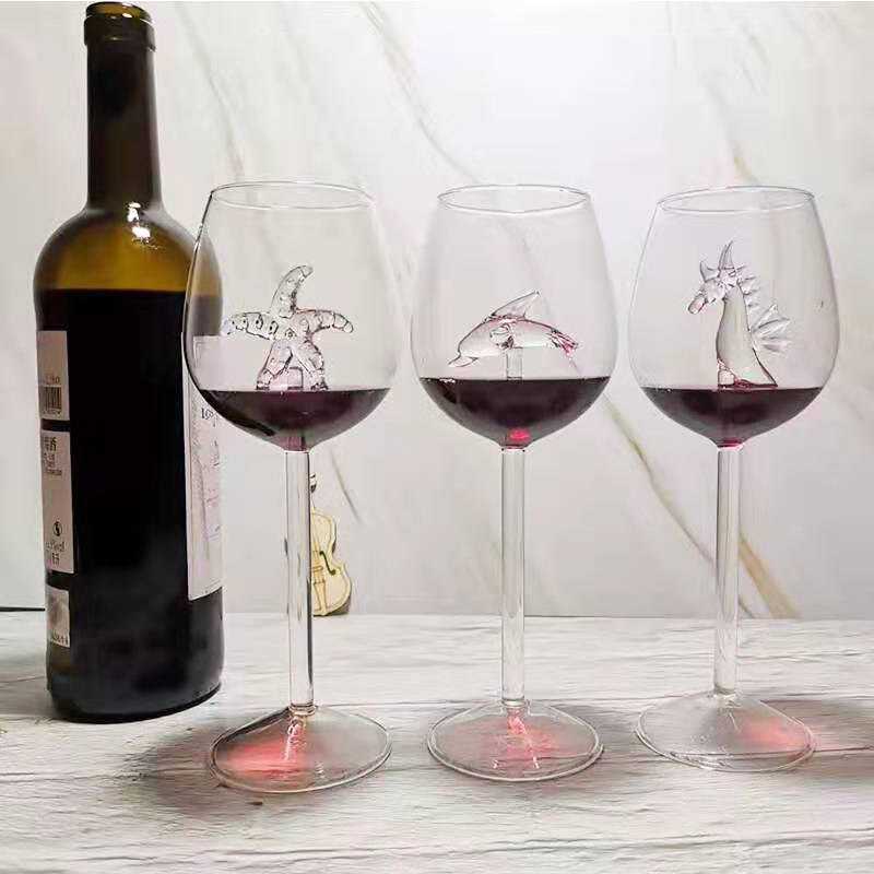 dolphin red wine goblet starfish seahorse beer glass transparent red wine glass wine glass bar counter home restaurant