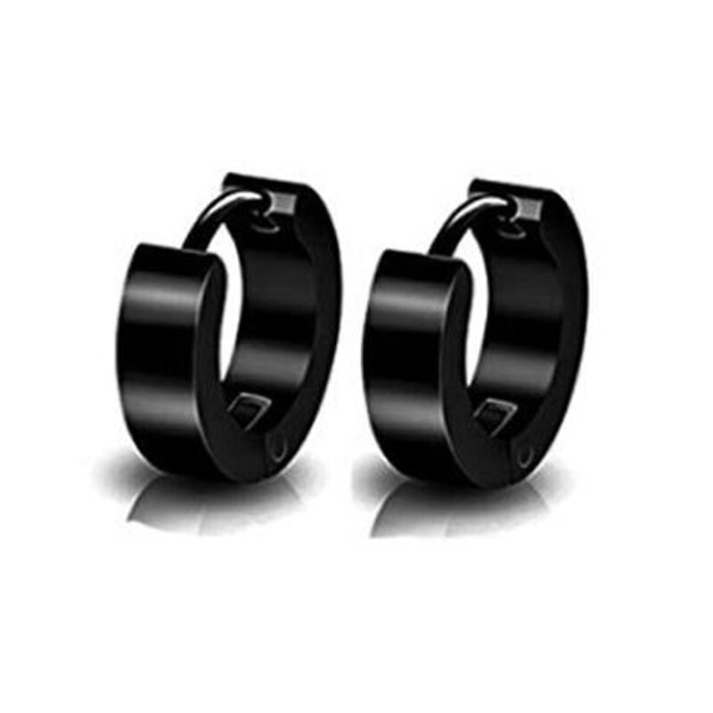 1 Pair Black Stud Earrings Mens Earrings Stainless Steel Black Earrings for Men Women Jewelry Piercing Hoop Earrings Set: Style 9