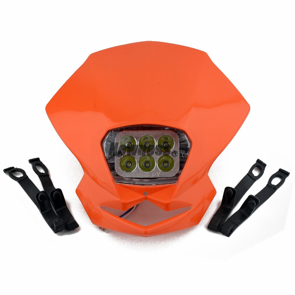 Faros LED universales para motocicleta, lámpara Enduro para KLX, KDX, bicicleta RMZ, DRZ, DR, XR, YZ, CR, Supermoto: Orange