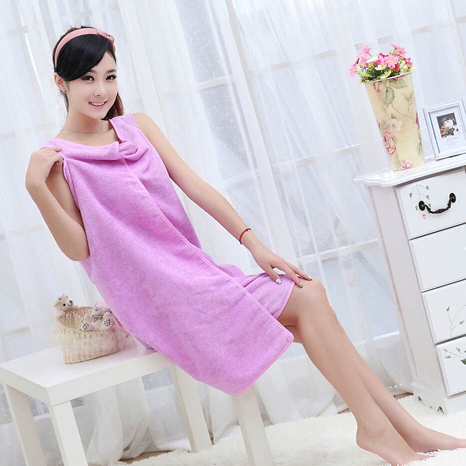 Batas de baño de microfibra para mujer, suaves y respetuosas con la piel, absorbentes, toallas de ducha con bolsillo, lavable, para el hogar: light purple