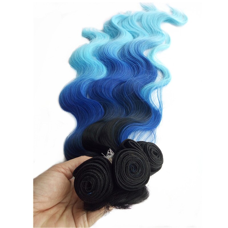 Extensión de pelo sintético impregnado 280 g/set 4 Uds. Color gris azulado negro 3 tonos Ombre alta temperatura fibra onda corporal para mujeres: Color natural