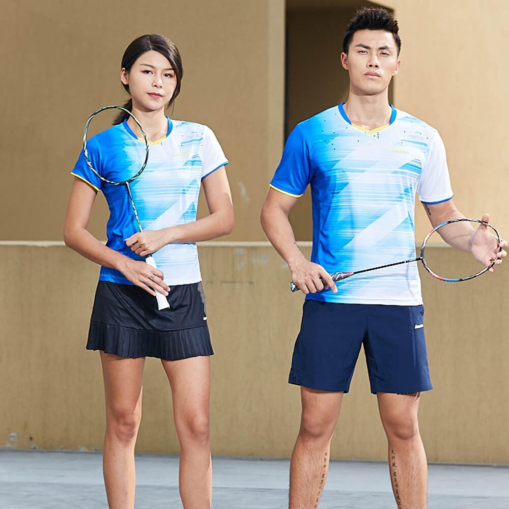 Kawasaki Sportswear 100% Polyester Tennis Men Shirt V-Neck Breathable Sweat Shorts Badminton shirts ST-R1216