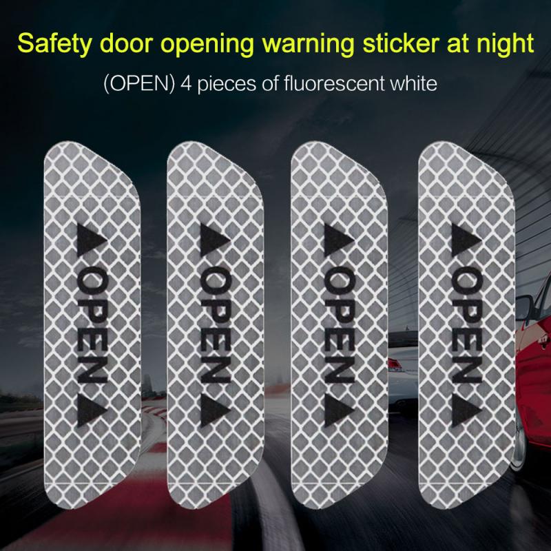 4Pcs Open Met Reflecterende Waarschuwing Stickers Deur Opening Tips Anti-Collision Stickers Veiligheid Decoratieve Stickers Reflecterende Plakken