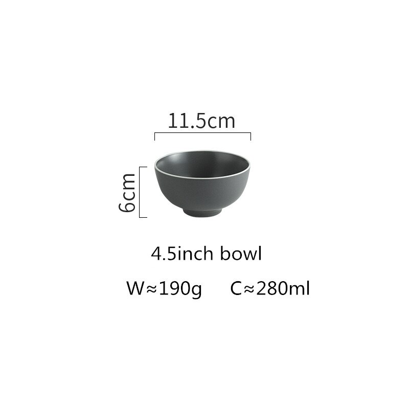 Nordic Ceramic Tableware Matte Glaze Steak Food Plate Bowl Dinner Dish Porcelain Dinnerware Set For Family Hotel 1pc: 4.5inch bowl