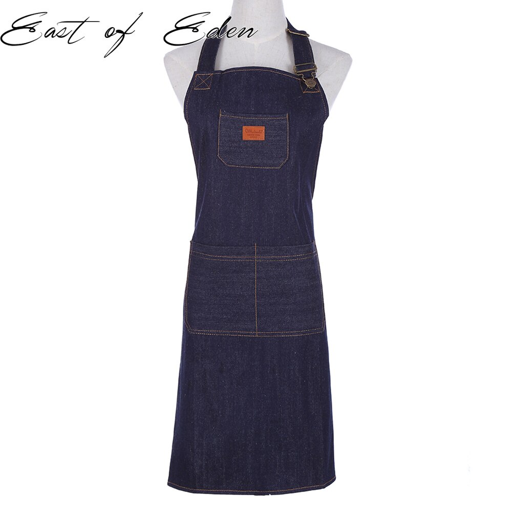East of eden jeansförkläde förtjockning kök kafé tebutik män och kvinnor overaller bbq förkläde