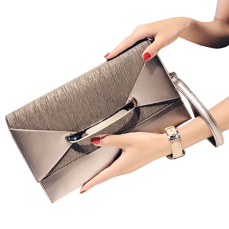 ABDB-Envelope Clutch Bag Women Leather Birthday Party Evening Clutch Bags For Women Ladies Shoulder Clutch Bag Purse Female: Silver