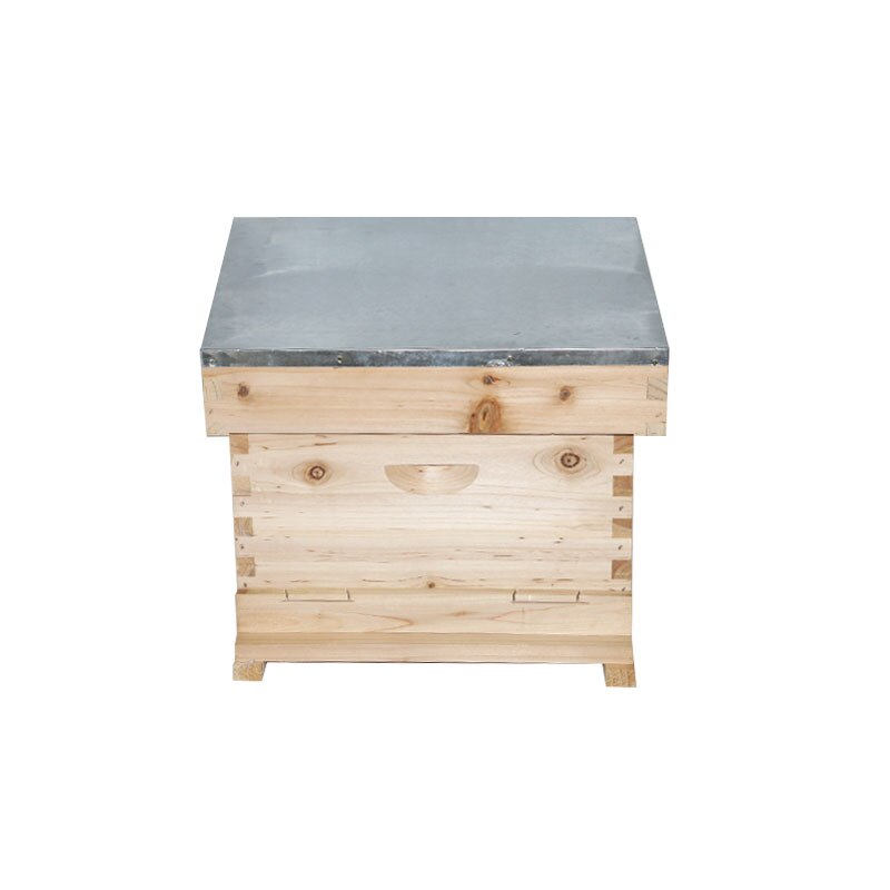 Single Beehive Box With Metal Top Cover, Metal Mesh Inner Cover For Rain Proof, Snow Proof Beekeeping Equipment Tool