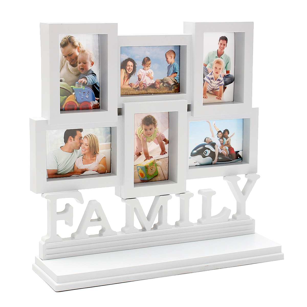 Wit Plastic Familie Fotolijst Muur Opknoping Foto Houder Display Home Decor