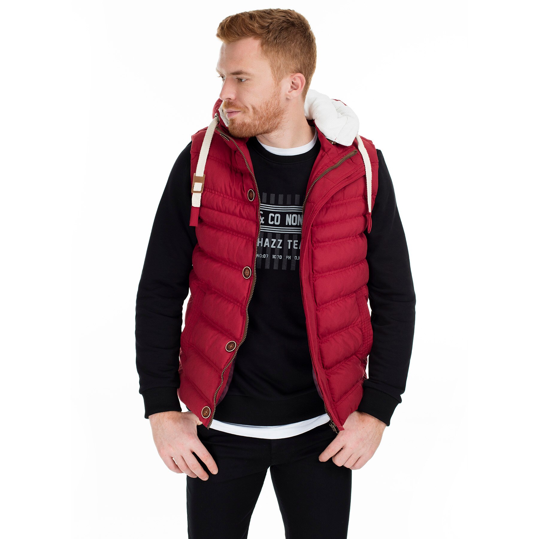 Buratti veste cintrée à capuche homme gilet 55619 K5618: Bourgogne / S