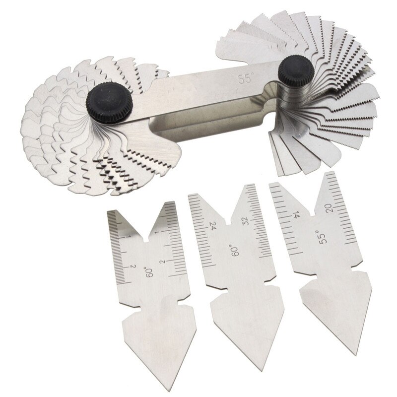 4pcs Screw Thread Pitch Cutting Gauge Tool Set Centre Gage 55&60 Degree Inch & Metric Measuring Gauging Lathe Tools