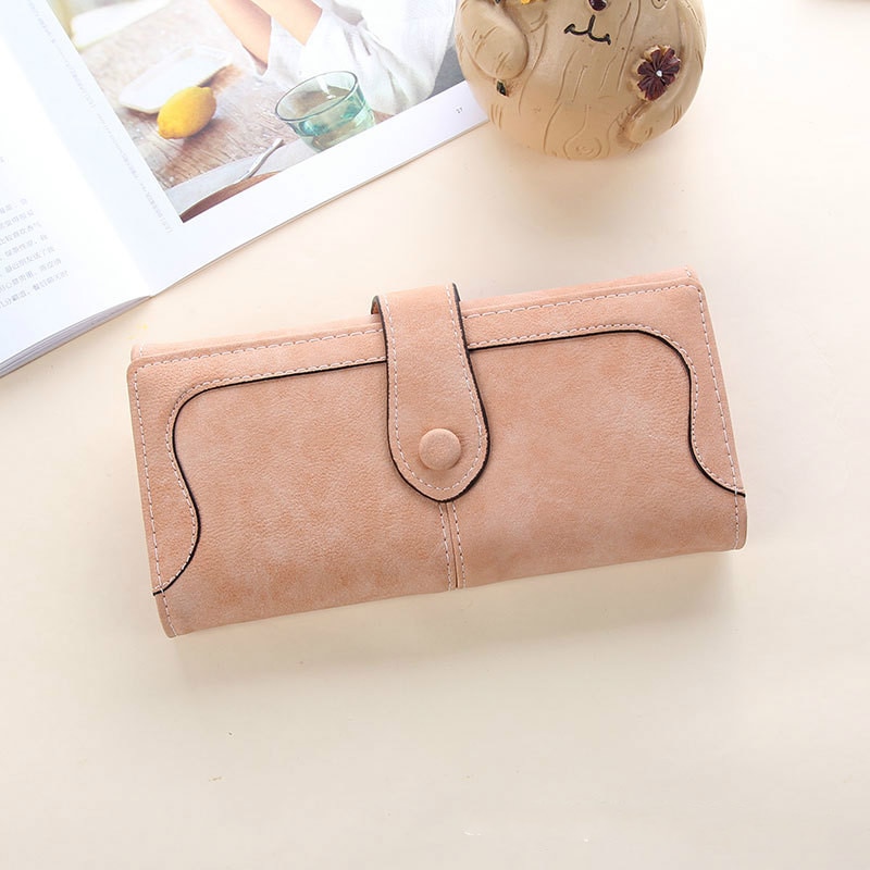 Many Departments Faux Suede Long Wallet Women Matte Leather Lady Purse Female Wallets Card Holder Clutch Carteras: Pink