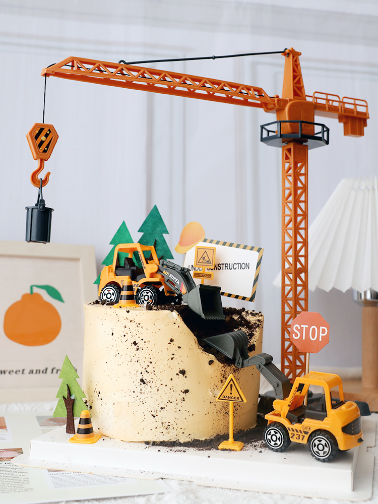 Grote Kraan Tractor Bouw Verjaardag Cake Decor Topper Auto Party Bouw Party Een Jaar Verjaardag Jongen 1st Baby Shower