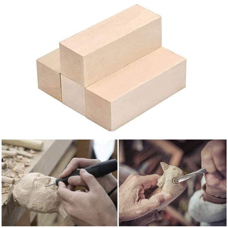Large Carving Wood Blocks Whittling Wood Blocks Basswood Carving Blocks Unfinished Soft Wood Set For Carving Beginners